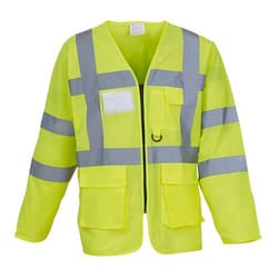 Yoko Mens Executive Hi-Vis Long Sleeve Safety Waistcoat - S, Hi-Vis Yellow