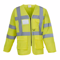 Yoko Mens Executive Hi-Vis Long Sleeve Safety Waistcoat - M, Hi-Vis Yellow