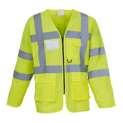 Yoko Mens Executive Hi-Vis Long Sleeve Safety Waistcoat - L, Hi-Vis Yellow