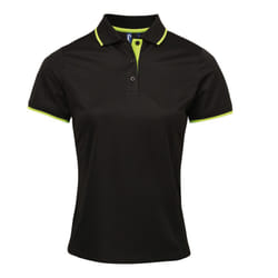 Premier Womens/Ladies Contrast Coolchecker Polo Shirt - S, Black/Lime