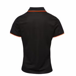 Premier Womens/Ladies Contrast Coolchecker Polo Shirt - 2XL, Black/Orange