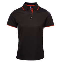 Premier Womens/Ladies Contrast Coolchecker Polo Shirt - M, Black/Red