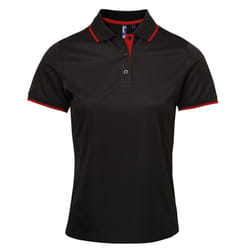 Premier Womens/Ladies Contrast Coolchecker Polo Shirt - XS, Black/Red
