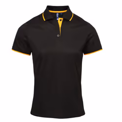 Premier Womens/Ladies Contrast Coolchecker Polo Shirt - L, Black/Sunflower