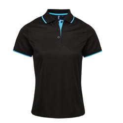 Premier Womens/Ladies Contrast Coolchecker Polo Shirt - XS, Black/Turquoise