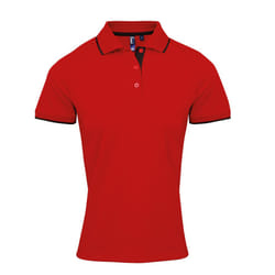 Premier Womens/Ladies Contrast Coolchecker Polo Shirt - XS, Red/Black