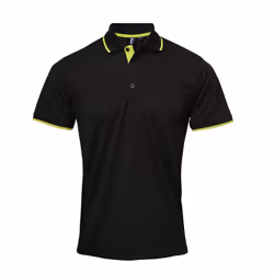Premier Mens Contrast Coolchecker Polo Shirt - 3XL, Black/Lime