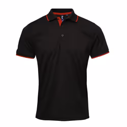 Premier Mens Contrast Coolchecker Polo Shirt - 3XL, Black/Red