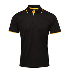 Premier Mens Contrast Coolchecker Polo Shirt - 2XL, Black/Sunflower