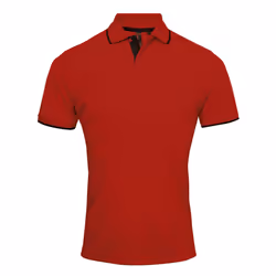 Premier Mens Contrast Coolchecker Polo Shirt - XL, Red/Black