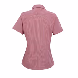 Premier Womens/Ladies Microcheck Short Sleeve Cotton Shirt - L, Red/White