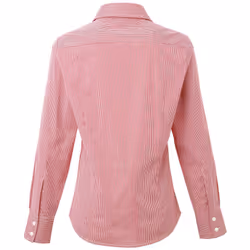 Premier Womens/Ladies Microcheck Long Sleeve Shirt - L, Red/White