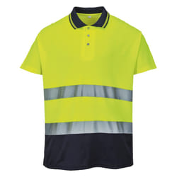 Portwest Mens Hi-Vis Two-Tone Cotton Comfort Polo Shirt - 2XL, Yellow/ Navy
