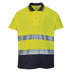 Portwest Mens Hi-Vis Two-Tone Cotton Comfort Polo Shirt - S, Yellow/ Navy