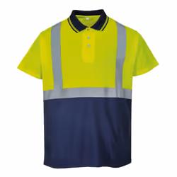 Portwest Mens Short Sleeve Two-Tone Hi-Vis Polo Shirt - S, Yellow/ Navy