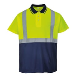 Portwest Mens Short Sleeve Two-Tone Hi-Vis Polo Shirt - S, Yellow/ Navy