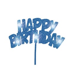 Unique Party Flashing Birthday Cake Decoration - One Size, Blue