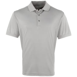 Premier Mens Coolchecker Pique Short Sleeve Polo T-Shirt - 5XL, Silver