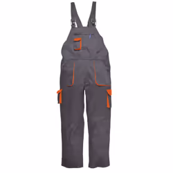Portwest Contrast Bib & Brace / Workwear - S x Regular, Grey/Orange