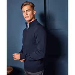Premier Mens 1/4 Zip Neck Knitted Sweater - L, Navy