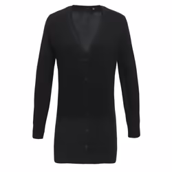 Premier Womens/Ladies Longline V Neck Knitted Cardigan - 10, Black
