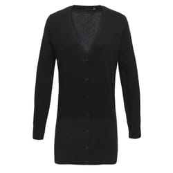 Premier Womens/Ladies Longline V Neck Knitted Cardigan - 18, Black