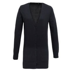 Premier Womens/Ladies Longline V Neck Knitted Cardigan - 24, Charcoal