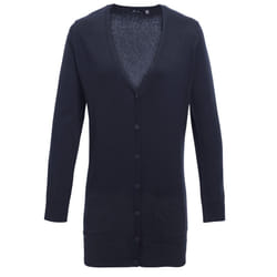 Premier Womens/Ladies Longline V Neck Knitted Cardigan - 20, Navy