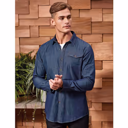 Premier Mens Jeans Stitch Long Sleeve Denim Shirt - XS, Indigo Denim