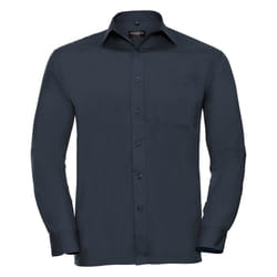 Russell Collection Mens Long Sleeve Shirt - 17-17.5, French Navy