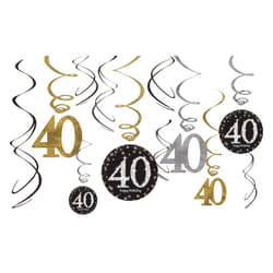 Amscan Gold Celebration 40th Birthday Swirl Decorations (Pack of 12)