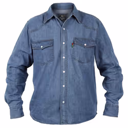 Duke Mens Western Denim Button Down Shirt - Medium, Stonewash