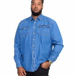 Duke Mens Kingsize Western Denim Shirt - 5XL, Stonewash
