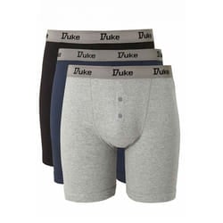 Duke London Mens Driver Kingsize Cotton Boxer Shorts (Pack Of 3) - 3XL, Black/Grey/Navy