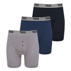 Duke London Mens Driver Kingsize Cotton Boxer Shorts (Pack Of 3) - 6XL, Black/Grey/Navy