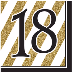 Creative Converting Black And Gold Milestone Napkins (Pack Of 16) - 30, Black/Gold