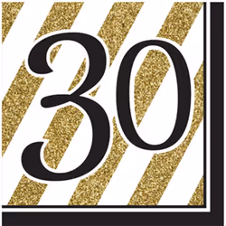 Creative Converting Black And Gold Milestone Napkins (Pack Of 16) - 30, Black/Gold