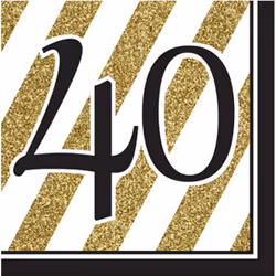 Creative Converting Black And Gold Milestone Napkins (Pack Of 16) - 30, Black/Gold