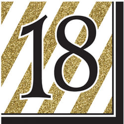 Creative Converting Black And Gold Milestone Napkins (Pack Of 16) - 60, Black/Gold