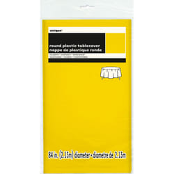 Unique Party Round Plastic Plain Tablecover - One Size, Yellow