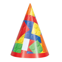 Unique Party Building Blocks Birthday Hats (Pack Of 8)