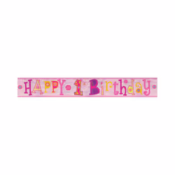 Amscan 1st Birthday Girl Holographic Foil Banner