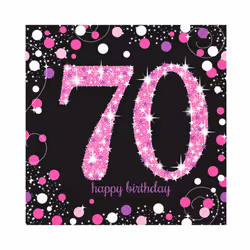 Amscan Sparkling Pink Celebration 70th Birthday Party Napkins (Pack Of 16)