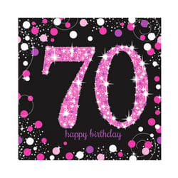 Amscan Sparkling Pink Celebration 70th Birthday Party Napkins (Pack Of 16)