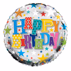 Simon Elvin 18 Inch Happy Birthday Starry Round Foil Balloon