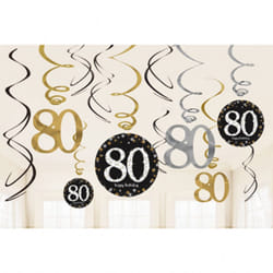 Amscan Hanging Swirl Decorations - 12 Pack - 90, Sparkling Celebration