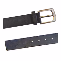 Duke Mens Samuel Large Buckle Leather Belt - 36, Black