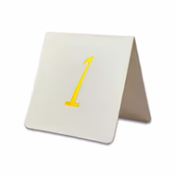 Table Numbers 1 to 30, Foldable freestanding Gold on White gloss card