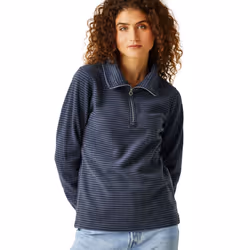 Regatta Womens Solenne 1/2 Zip Outdoor Walking Hiking Stripe Fleece Pullover - 8, Navy Silver