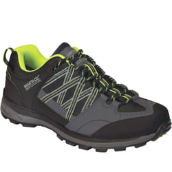 Regatta Mens Samarid II Low Rise Waterproof Outdoor Walking Trainers Shoes - 6 UK, Black/Lime Punch